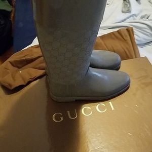 Gray Gucci rain boots
